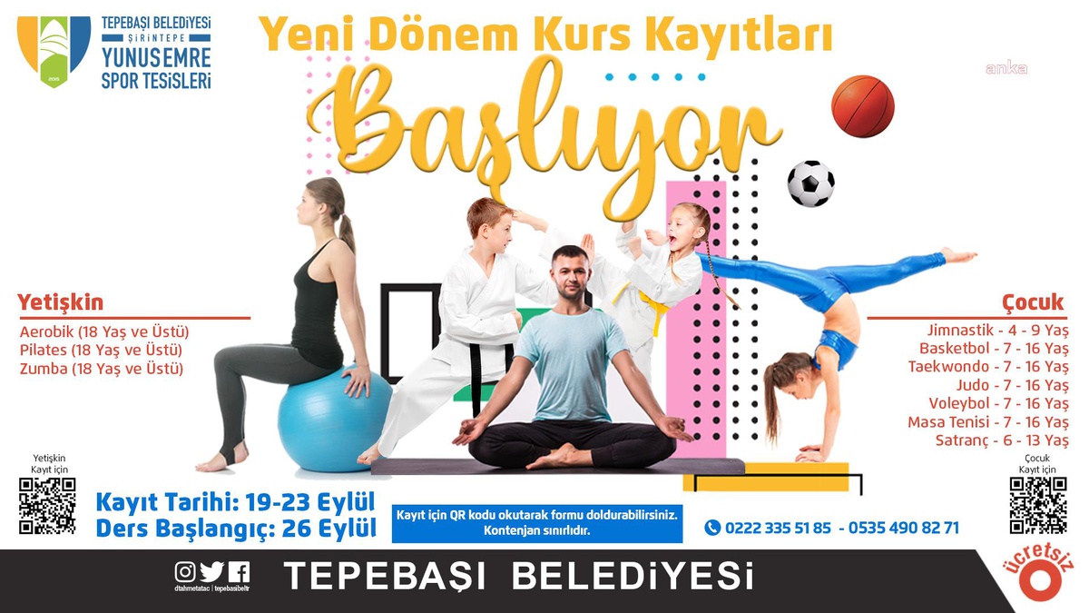 Tepebaşı Belediyesi Yunus Emre Spor Tesistelri\'nde Yeni Dönem Kurs Kayıtları Başladı