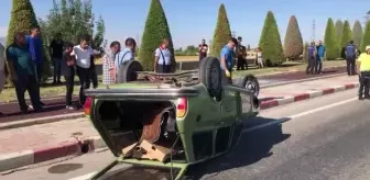 Karaman'da devrilen otomobilin sürücüsü yaralandı