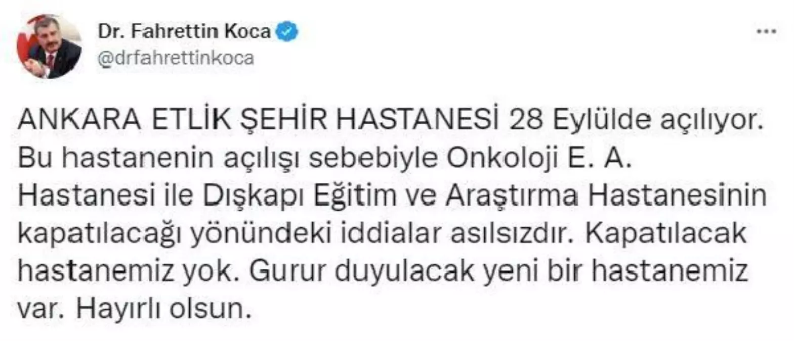 Bakan Koca: Kapatılacak hastanemiz yok