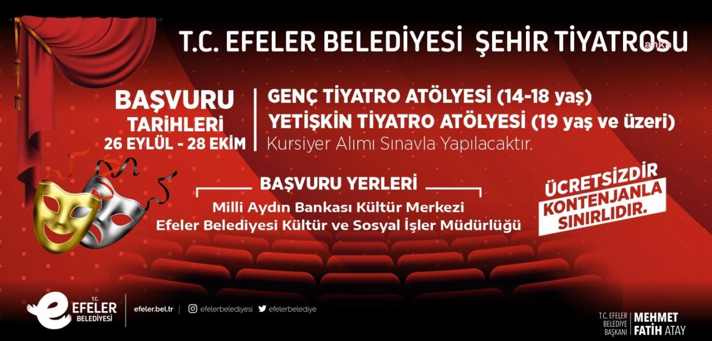 Efeler Belediyesi Şehir Tiyatrosu Tiyatro Atölyelerine Yeni Dönem Başvuları Başladı