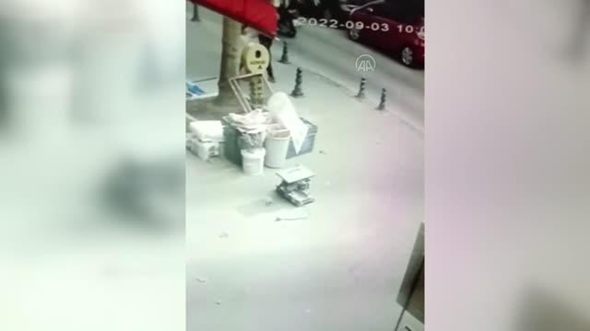 Pendik\'te dükkan önünde bırakılan köpeğin çalınması güvenlik kamerasına yansıdı