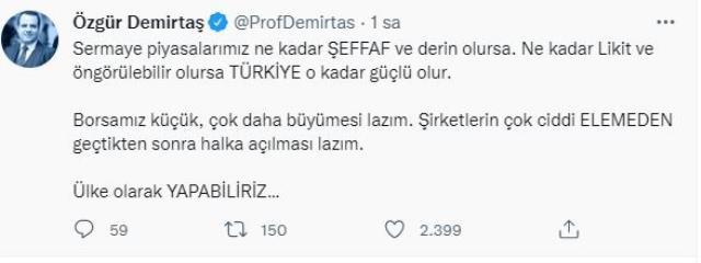 Prof. Dr. Özgür Demirtaş borsa için seslendi: Yatırımcıyı batıranı 1 günde bulurum Prof. Dr. Özgür Demirtaş borsa için seslendi: Yatırımcıyı batıranı 1 günde bulurum