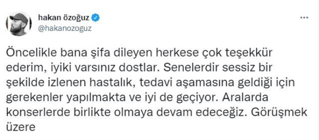 Kansere yakalanan Hakan Özoğuz son durumunu paylaştı