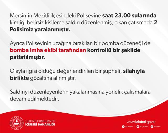 Mersin'de polisevine silahlı saldırı: 1 polis şehit oldu 1 polis yaralandı Mersin'de polisevine silahlı saldırı: 1 polis şehit oldu 1 polis yaralandı