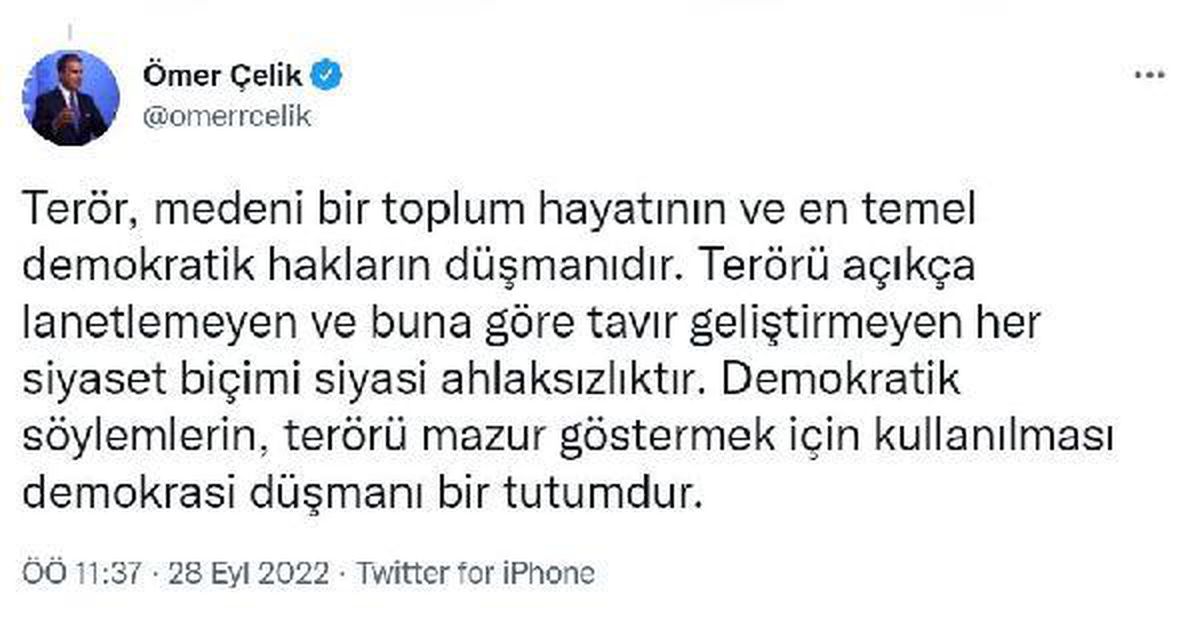 Son dakika haber... AK Parti\'li Çelik: Terörü lanetlemeden söylenen her demokrasi cümlesi siyasi sahtekarlıktır
