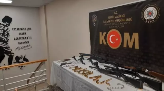 KOM'dan suç örgütlerine karşı dev operasyon! Çok sayıda silah ele geçirildi