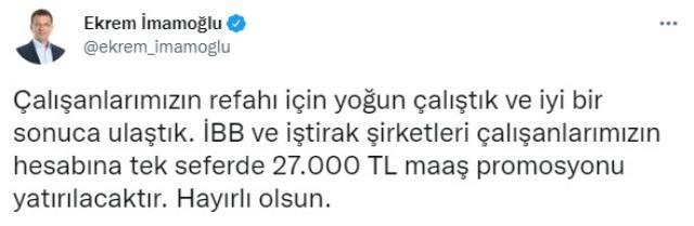 Ekrem İmamoğlu duyurdu! İBB çalışanları 27 bin TL maaş promosyonu alacak