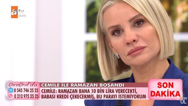 Boşanan Cemile'nin 'Tazminat için kredi çekecekse para istemiyorum' demesi Esra Erol'u ağlattı