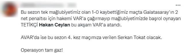 Hakan Ceylan'ın Adana Demirspor maçının VAR hakemi olması Galatasaray taraftarını çılgına çevirdi