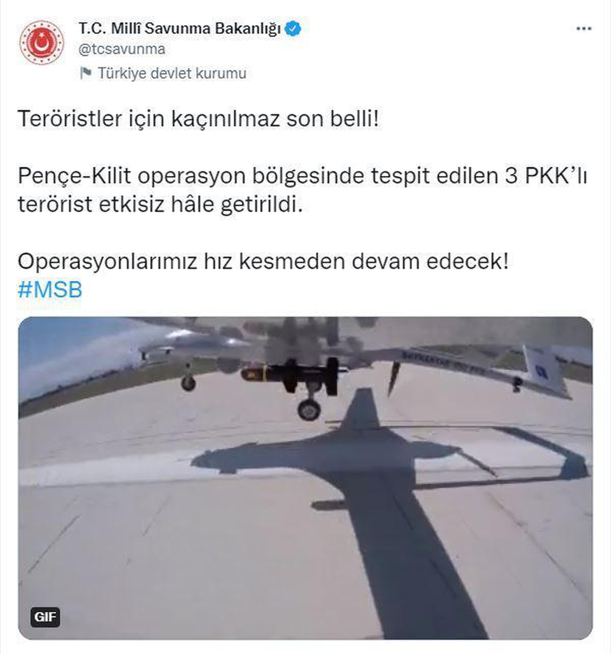 Son dakika haberi! MSB: Pençe-Kilit bölgesinde 3 terörist etkisiz hale getirildi