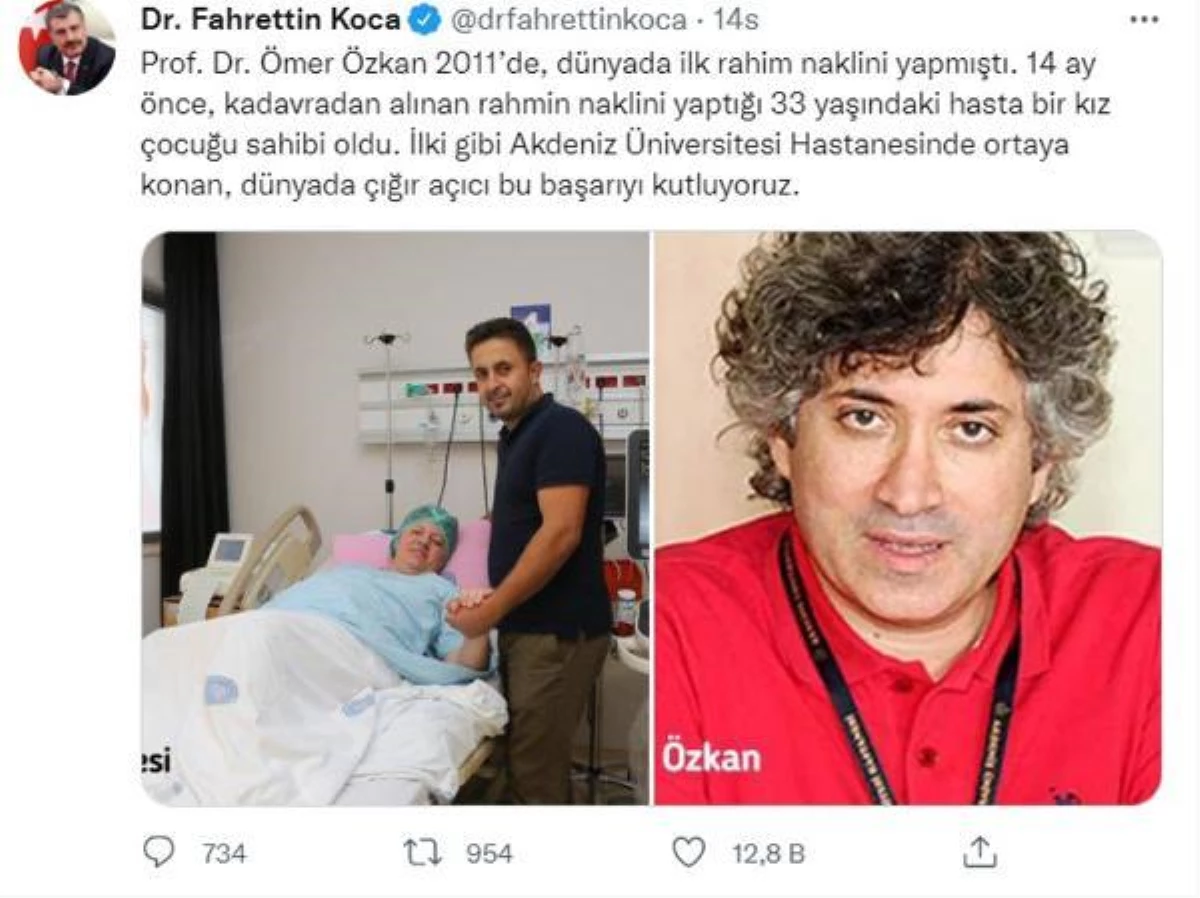 Bakan Koca\'dan Prof. Dr. Özkan\'a nakil tebriği