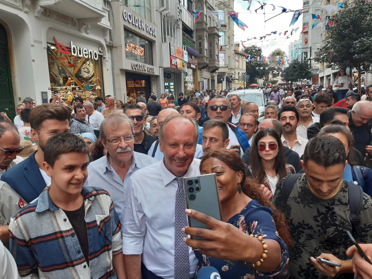 Memleket Partisi Genel Başkanı İnce, İstiklal Caddesi\'nde esnaf ve vatandaşlarla bir araya geldi