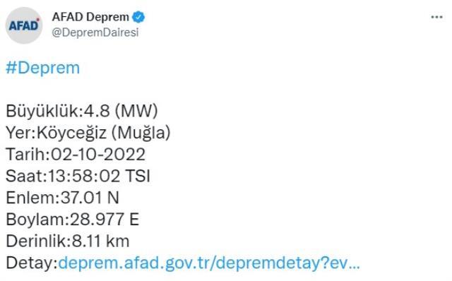 Muğla'da korkutan deprem! Çevre iller de sarsıntıyı hissetti Muğla'da korkutan deprem! Çevre iller de sarsıntıyı hissetti