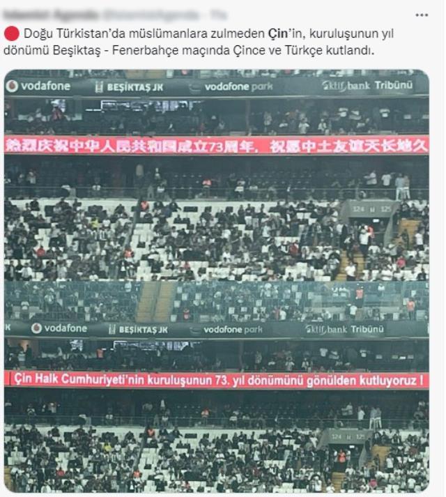 Beşiktaş - Fenerbahçe maçında reklam panolarına yansıtılan Çince yazıya tepki yağıyor Beşiktaş - Fenerbahçe maçında reklam panolarına yansıtılan Çince yazıya tepki yağıyor