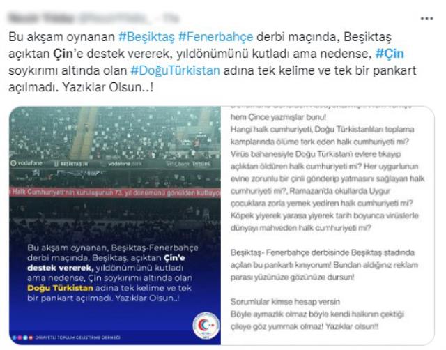 Beşiktaş - Fenerbahçe maçında reklam panolarına yansıtılan Çince yazıya tepki yağıyor Beşiktaş - Fenerbahçe maçında reklam panolarına yansıtılan Çince yazıya tepki yağıyor