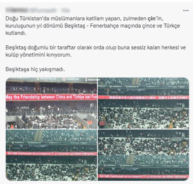 Beşiktaş - Fenerbahçe maçında reklam panolarına yansıtılan Çince yazıya tepki yağıyor Beşiktaş - Fenerbahçe maçında reklam panolarına yansıtılan Çince yazıya tepki yağıyor