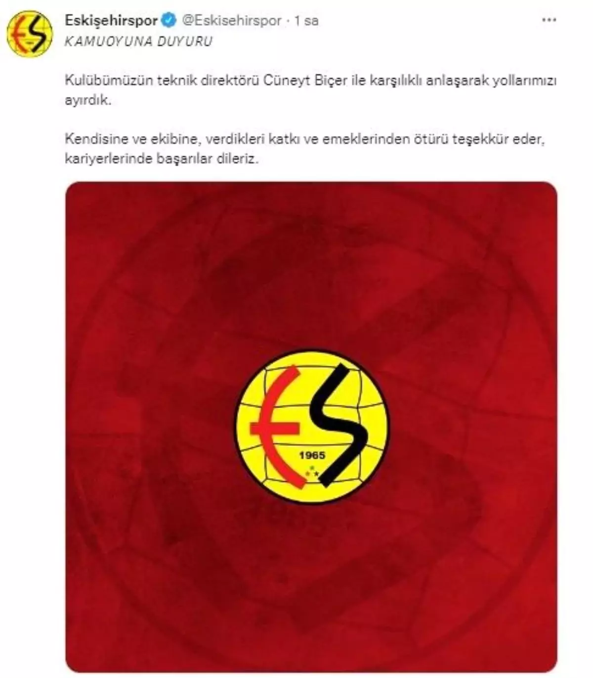 Es-Es\'te Biçer dönemi son buldu