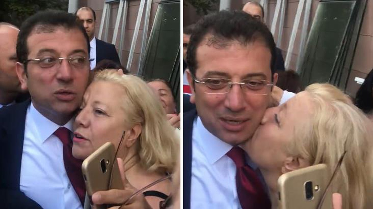 Sarıldı ve boynundan öpmek istedi! İBB Başkanı İmamoğlu zor anlar yaşadı