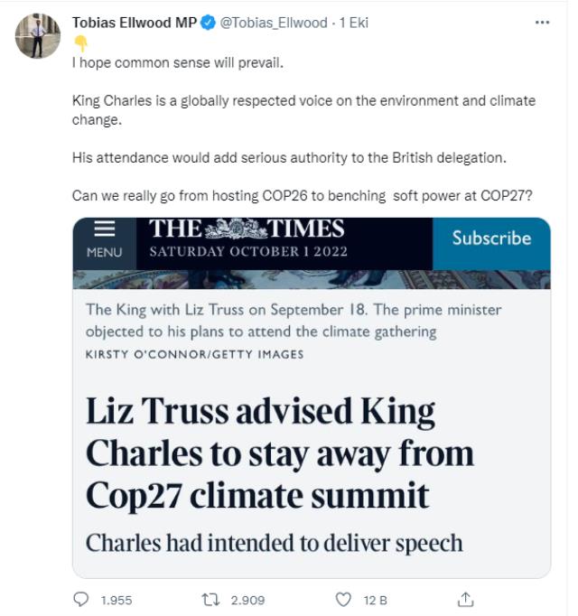 İngiltere'nin yeni Kralı Charles ile Başbakan Truss arasında gerginlik yaşanıyor! Başbakan, Kral'ın iklim zirvesine katılmasına izin vermedi