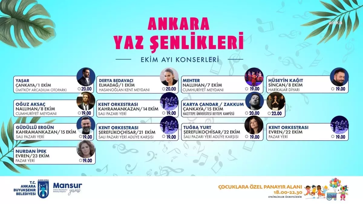 \'Ankara Yaz Şenlikleri\' Ekim Ayında da Dolu Dolu Geçecek