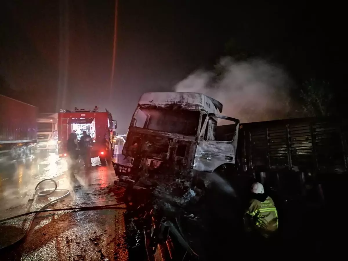 Bursa-Ankara kara yolunda tırda çıkan yangın söndürüldü