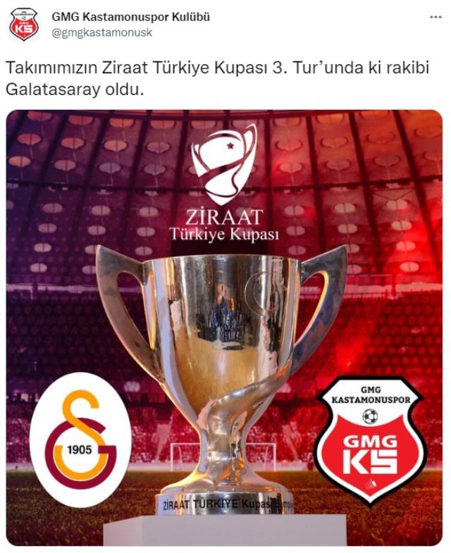 Galatasaray ile eşleşen Kastamonuspor'un paylaşımı dalga konusu oldu