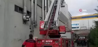 Fabrikanın bacasında çıkan yangın paniğe neden oldu