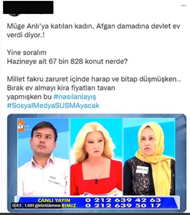 Müge Anlı'da ortalığı karıştıran sözler: Devlet Afgan damadıma ev verdi Müge Anlı'da ortalığı karıştıran sözler: Devlet Afgan damadıma ev verdi