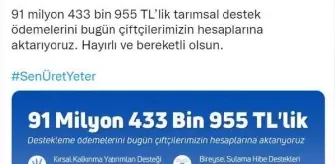 Bakan Kirişci: Tarımsal destek ödemeleri bugün hesaplara aktarılacak