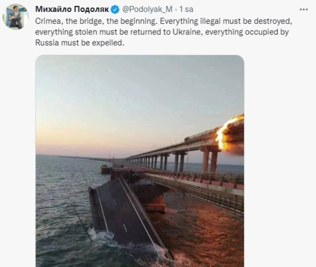 Putin delirecek! Kırım Köprüsü'nün havaya uçurulmasına Ukrayna cephesinden ilk yorum Putin delirecek! Kırım Köprüsü'nün havaya uçurulmasına Ukrayna cephesinden ilk yorum