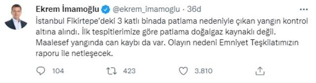 İmamoğlu'ndan Kadıköy'deki patlamayla ilgili Vali Yerlikaya'ya yanıt: Doğal gaz kaynaklı değil İmamoğlu'ndan Kadıköy'deki patlamayla ilgili Vali Yerlikaya'ya yanıt: Doğal gaz kaynaklı değil