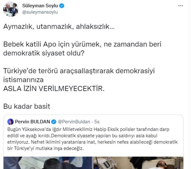 Pervin Buldan, bacağı kırılan HDP'li vekille ilgili paylaşım yaptı! Bakan Soylu'dan yanıt gecikmedi