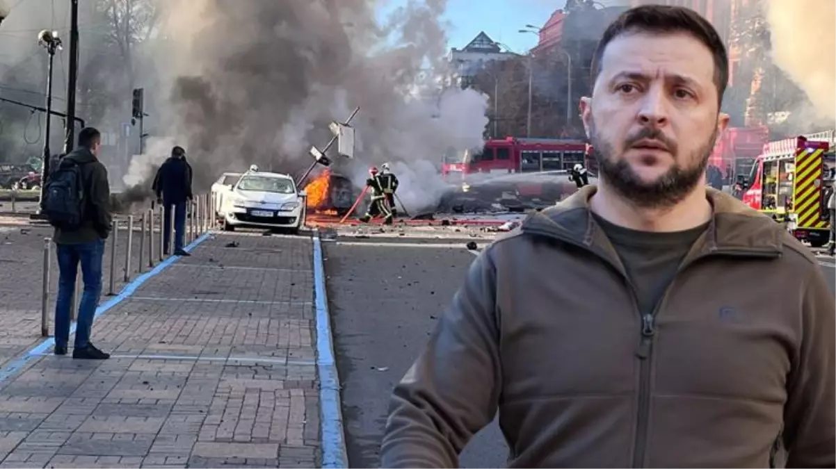 Kiev\'e yapılan saldırı sonrası Zelensk\'inin işaret ettiği ülke: Onların yaptığı İHA\'lar kullanıldı