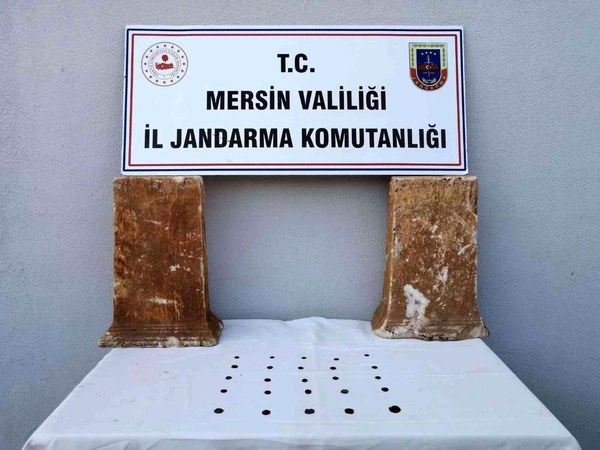 Mersin haber... Mersin\'de 25 adet bronz sikke ele geçirildi