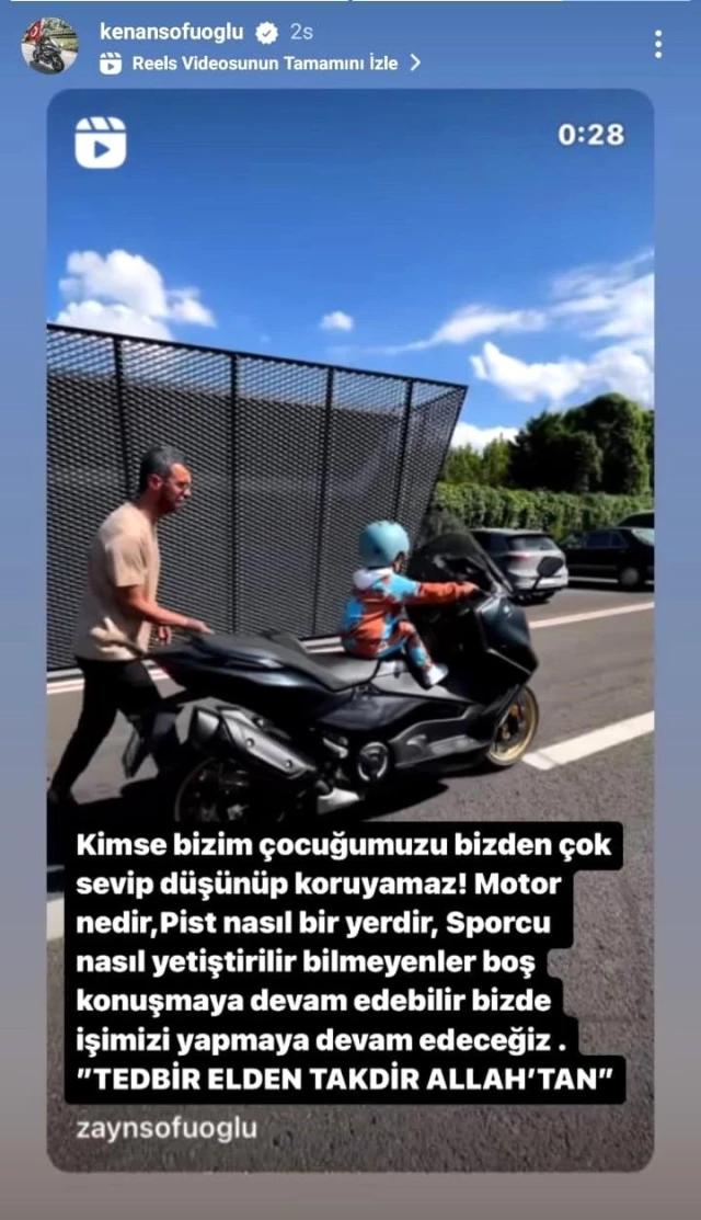 Kenan Sofuoğlu'nun 3 yaşındaki oğlu motosiklet sürdü! Sofuoğlu, o anları '560 cc sırada ne var?' notuyla paylaştı
