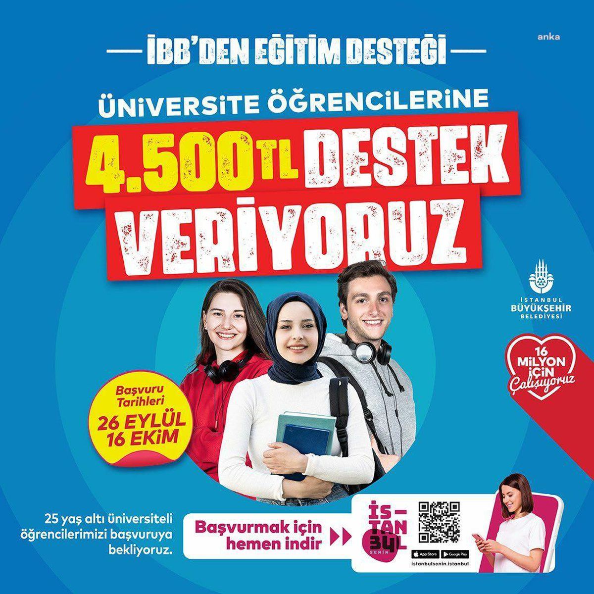 İbb\'nin Üniversite Öğrencilerine Vereceği 4 Bin 500 TL\'lik Geri Ödemesiz Burs İçin Son Başvuru Tarihi 16 Ekim