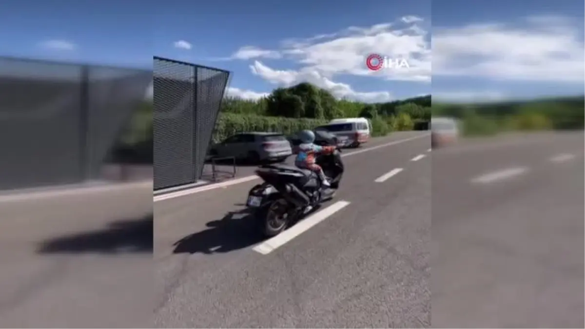 Kendisinden kat kat büyük motosikletle piste çıktı... Sosyal medyada gündem oldu