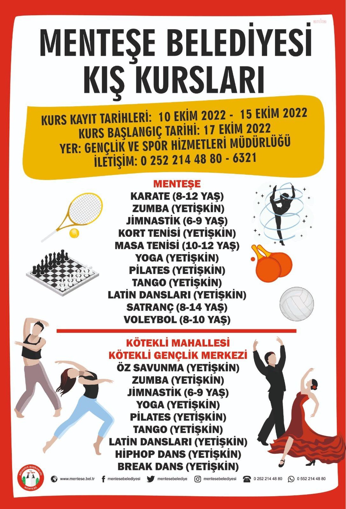 Muğla yerel haberleri: Menteşe Belediyesi\'nden 14 Farklı Branşta Spor ve Dans Kursu