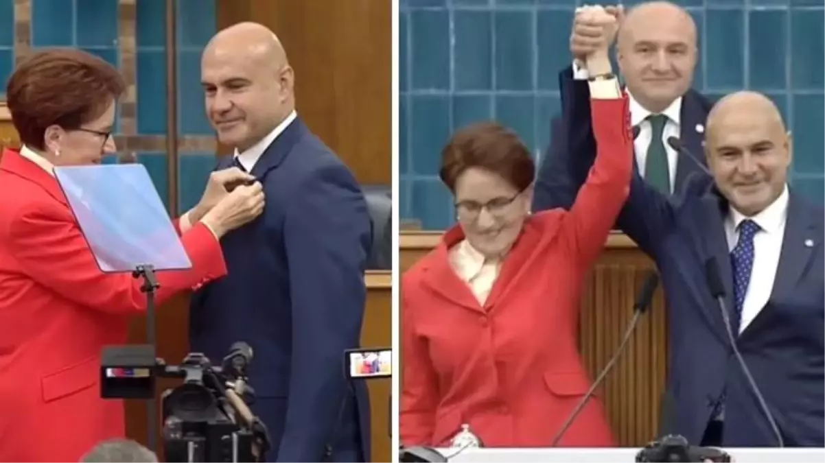 İYİ Parti lideri Akşener, Cumhurbaşkanı Erdoğan\'ın eski doktoru Turhan Çömez\'e rozetini taktı