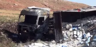 Kalekim yüklü tır şarampole devrilip yandı... Geriye hurda yığını kaldı