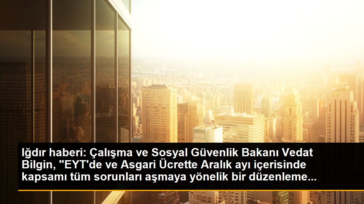Iğdır haberi: Çalışma ve Sosyal Güvenlik Bakanı Vedat Bilgin, "EYT\'de ve Asgari Ücrette Aralık ayı içerisinde kapsamı tüm sorunları aşmaya yönelik bir düzenleme...