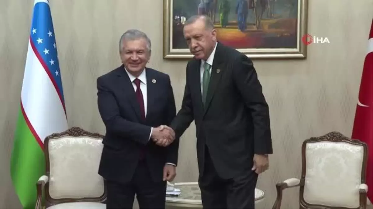 Cumhurbaşkanı Erdoğan, Özbekistanlı mevkidaşı Mirziyoyev ile görüştü