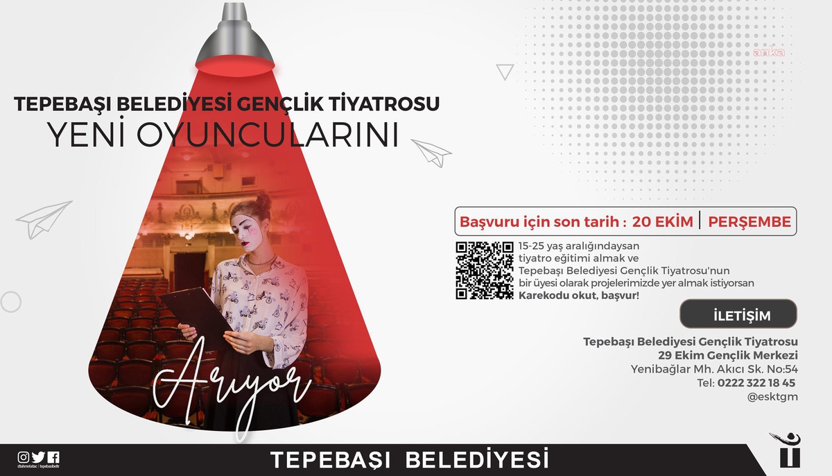 Eskişehir yerel haberleri | Tepebaşı Belediyesi Gençlik Tiyatrosu İçin Başvurular Devam Ediyor