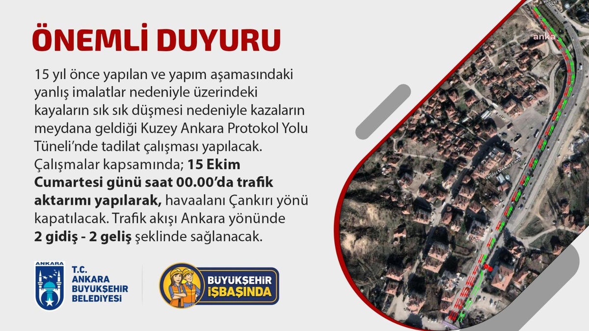 Ankara gündem haberi | Kuzey Ankara Protokol Yolu Tüneli\'nde tadilat çalışması başladı