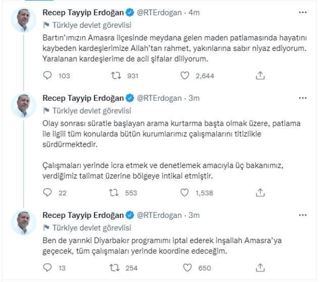 Cumhurbaşkanı Erdoğan, kurtarma çalışmalarını koordine etmek için yarın Bartın'a gidiyor Cumhurbaşkanı Erdoğan, kurtarma çalışmalarını koordine etmek için yarın Bartın'a gidiyor