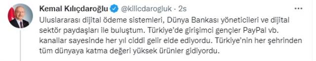 Kılıçdaroğlu, iktidara gelir gelmez yapacağı icraatı paylaştı: PayPal yasağını kaldıracağım Kılıçdaroğlu, iktidara gelir gelmez yapacağı icraatı paylaştı: PayPal yasağını kaldıracağım