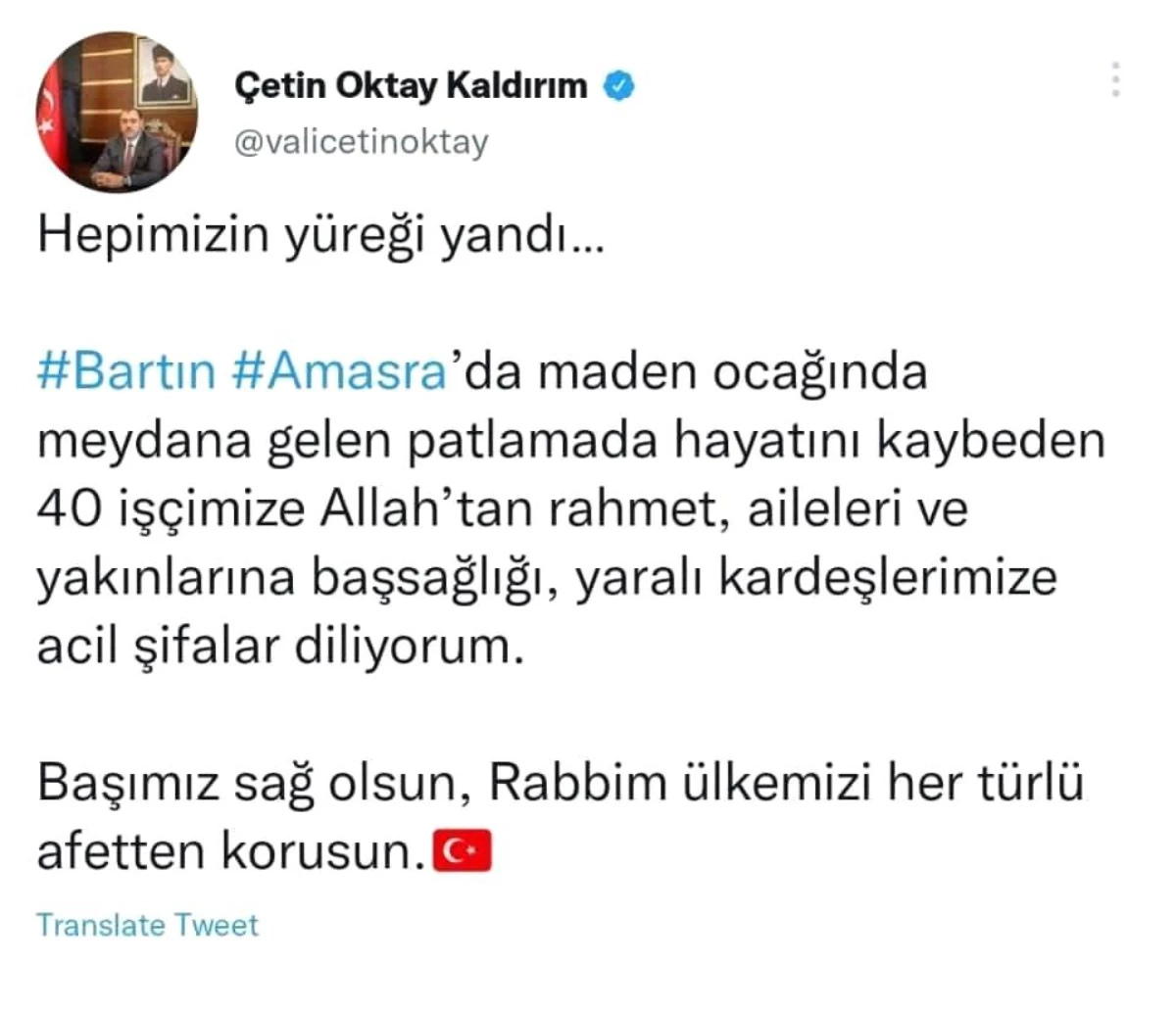 Bartın haberleri... Vali Kaldırım\'dan Amasra\'daki elim olay için duyarlı davranış