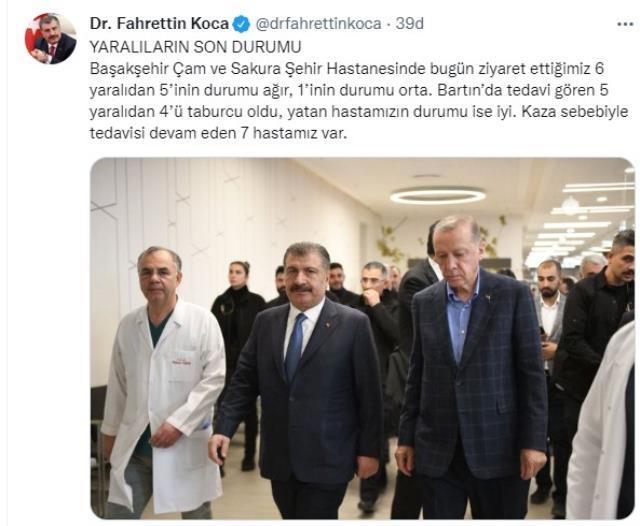Bakan Koca, Bartın'daki maden faciasındaki yaralılarla ilgili son durumu aktardı: 4'ü taburcu oldu Bakan Koca, Bartın'daki maden faciasındaki yaralılarla ilgili son durumu aktardı: 4'ü taburcu oldu