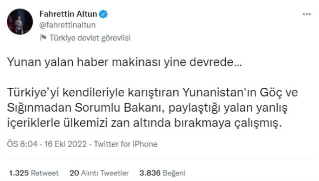 Yunanistan'ın Türkiye'yi suçladığı skandal fotoğrafa bir tepki de Cumhurbaşkanlığı'ndan