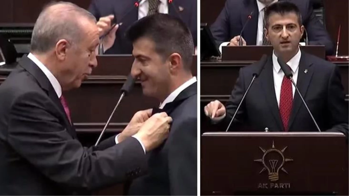 Cumhurbaşkanı Erdoğan, AK Parti\'ye katılan Mehmet Ali Çelebi\'ye rozetini bizzat taktı! Sözleri salonu coşturdu